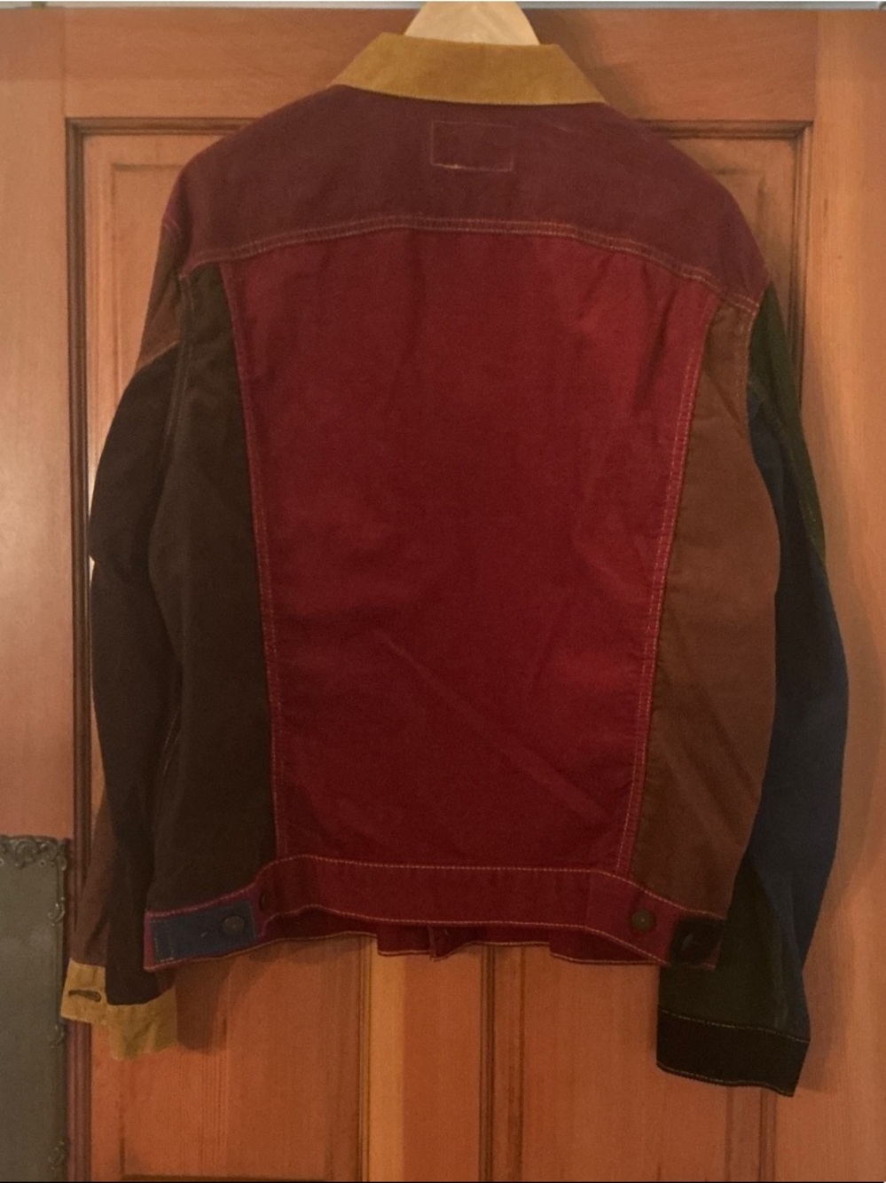 Men's Multicolor Patchwork Corduroy Bomber Jacket - Vintage-Inspired - Picture 3 of 10